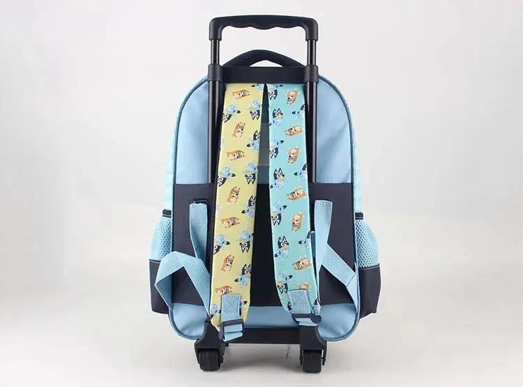 MOCHILA ESCOLAR CON RUEDAS Y SET DE LONCHERA CELESTE - 5
