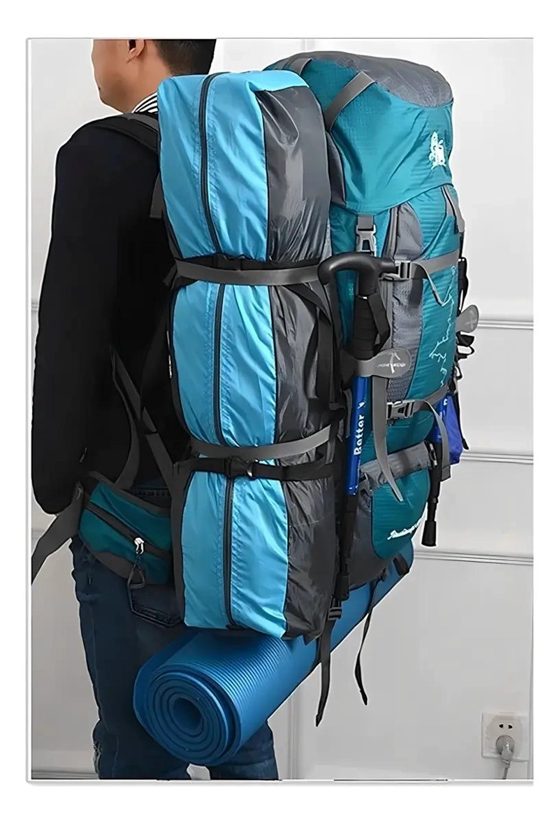 MOCHILA DE CAMPING 80+5 LITROS IMPERMEABLE PARA SENDERISMO - 7