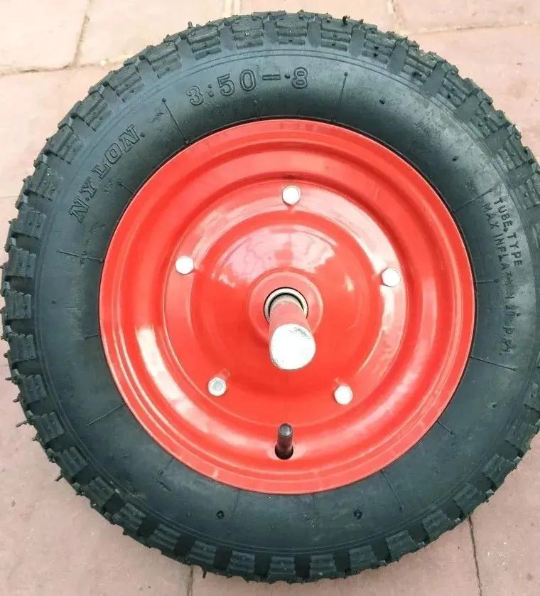 RUEDA NEUMATICA PARA CARRETILLA 350X8 CON EJE DE FIERRO - 2