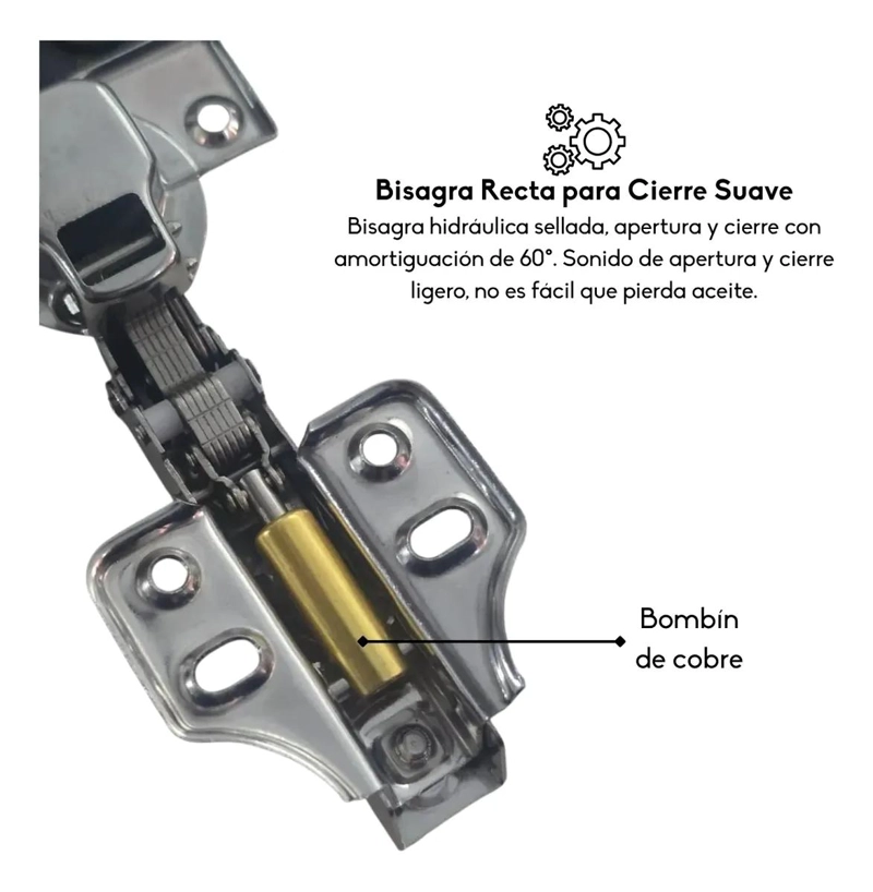 BISAGRAS RECTAS DE CIERRE SUAVE PARA MUEBLES DE ACERO INOXIDABLE - 6