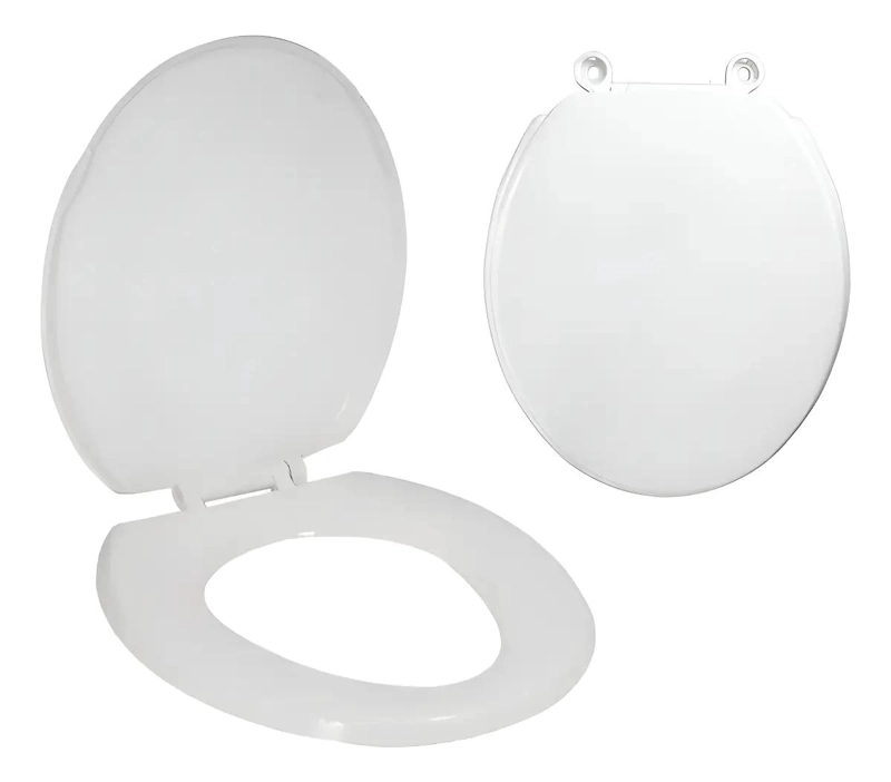 TAPA DE ASIENTO WC DE MADERA BLANCA OVALADA 42X36 CM - 1