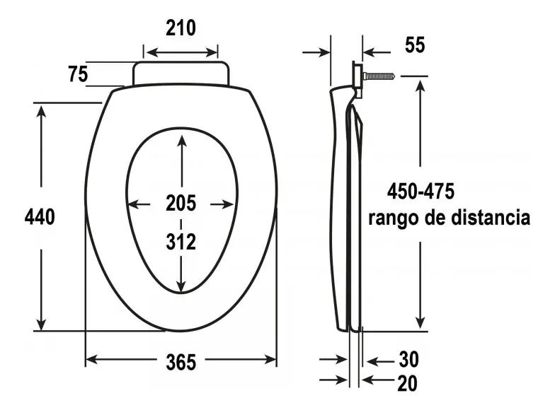 ASIENTO Y TAPA DE WC ELONGADO REFORZADO PARA BAÑO - 3