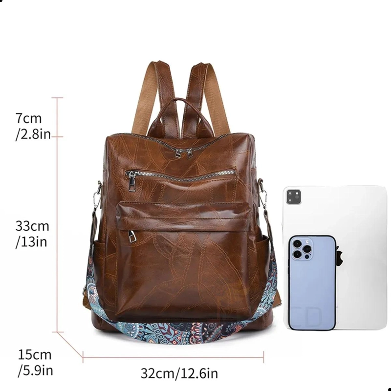 MOCHILA DE CUERO PU IMPERMEABLE PARA MUJER IDEAL PARA VIAJES - 2