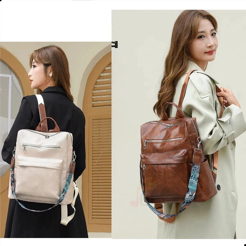 MOCHILA DE CUERO PU IMPERMEABLE PARA MUJER IDEAL PARA VIAJES - 7