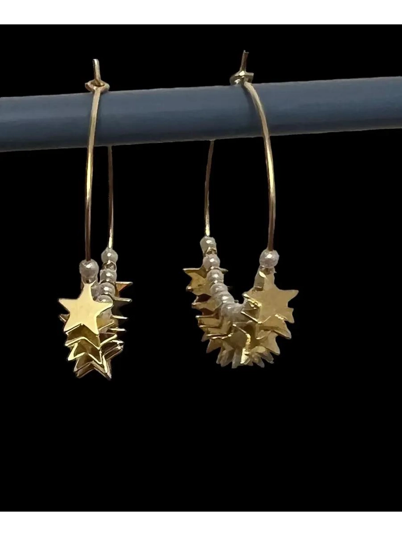 AROS DE PLATA 925 CON BAÑO DE ORO Y PERLAS BLANCAS - 2