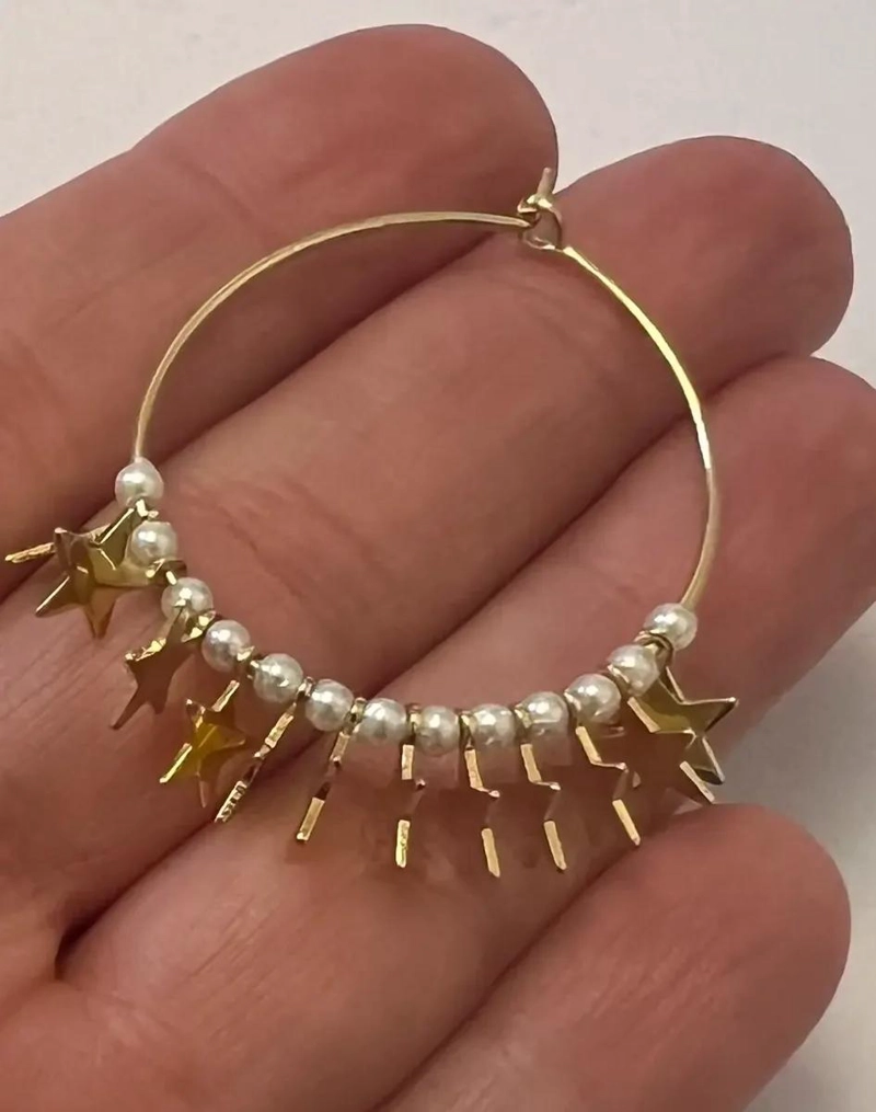 AROS DE PLATA 925 CON BAÑO DE ORO Y PERLAS BLANCAS - 3