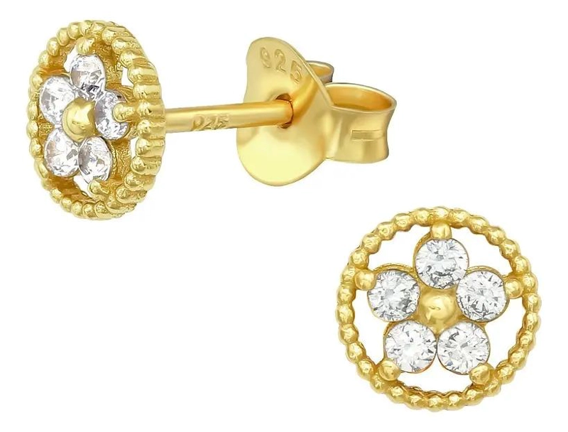 AROS MANDALA REDONDOS DE PLATA 925 CHAPADOS EN ORO - 1