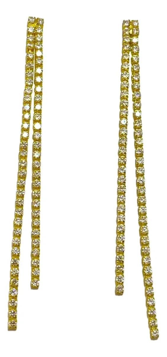 AROS COLGANTES DE CIRCONES BAÑADOS EN ORO 18K - 1