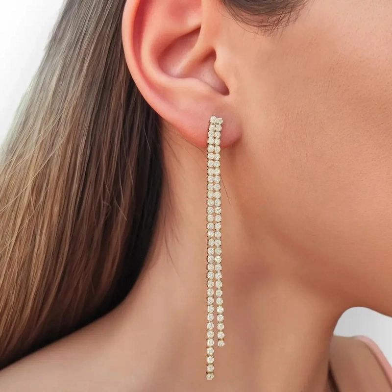 AROS COLGANTES DE CIRCONES BAÑADOS EN ORO 18K - 3