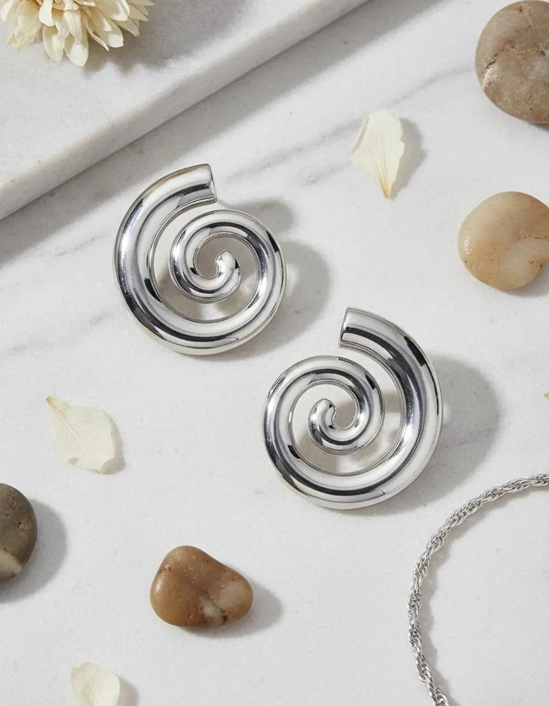 AROS DE BOTON ELEGANTES EN ACERO INOXIDABLE PARA MUJER - 2