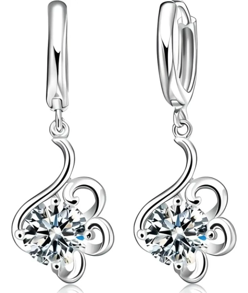 CONJUNTO DE JOYERIA DE PLATA 925 CON AROS Y COLLAR ELEGANTE - 4