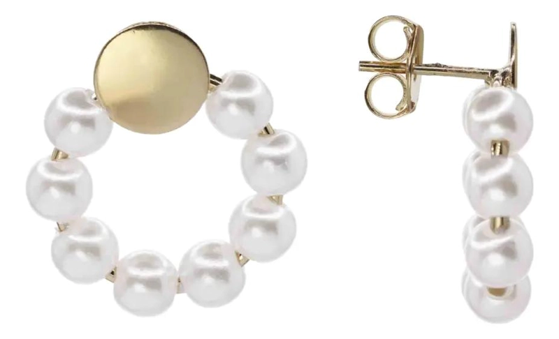 AROS ENCHAPADOS EN ORO CON PERLAS DE IMITACION ELEGANTES - 1