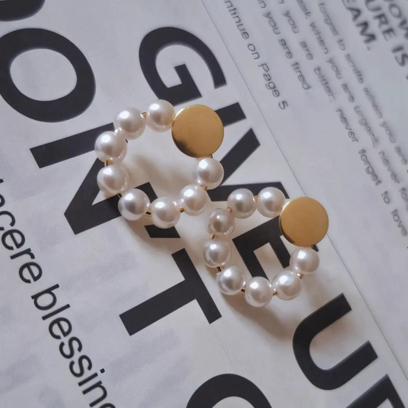 AROS ENCHAPADOS EN ORO CON PERLAS DE IMITACION ELEGANTES - 3