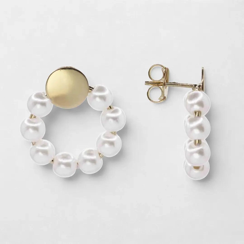 AROS ENCHAPADOS EN ORO CON PERLAS DE IMITACION ELEGANTES - 9