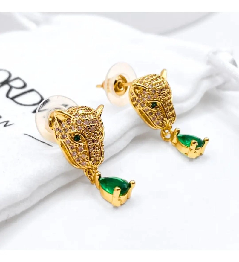 AROS DE LEOPARDO 925 CHAPADOS EN ORO 18K CON CIRCONITAS - 2