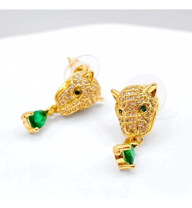 AROS DE LEOPARDO 925 CHAPADOS EN ORO 18K CON CIRCONITAS - 3