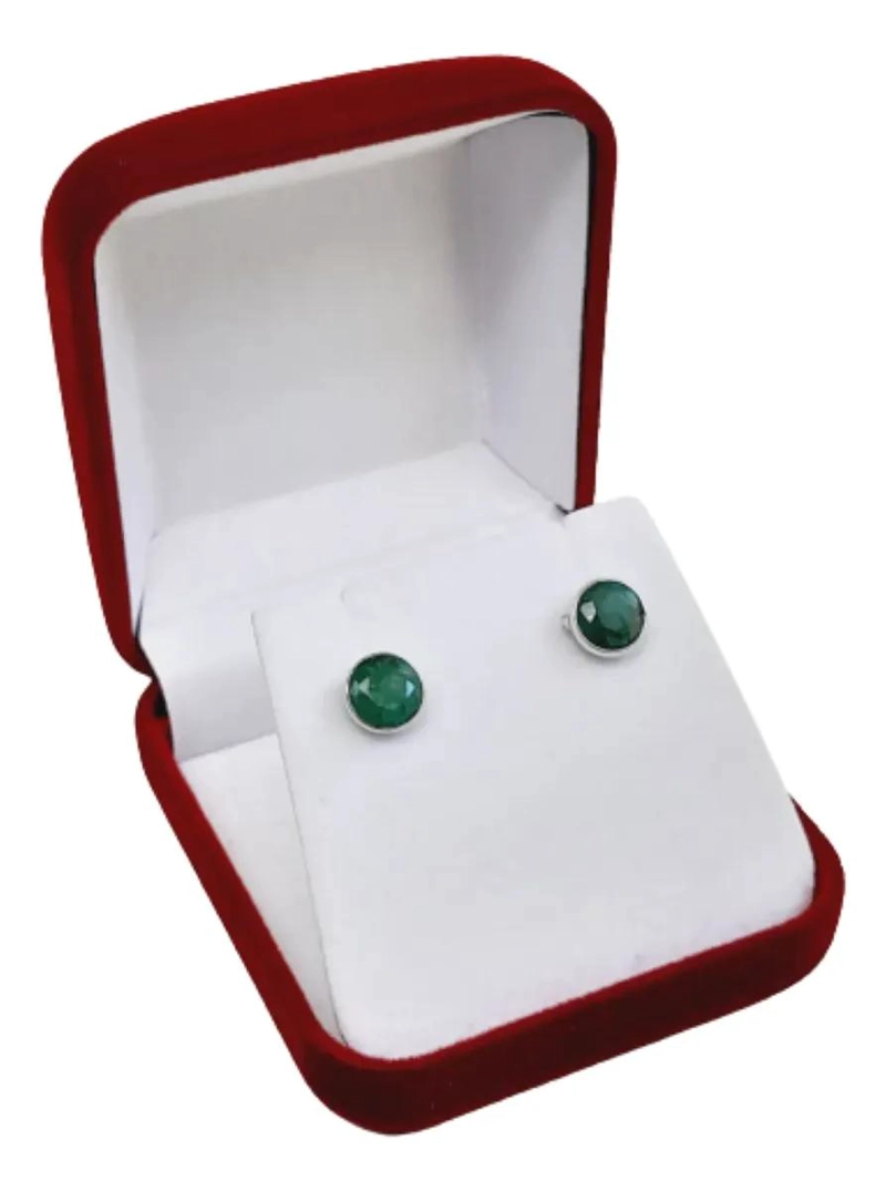 AROS DE ESMERALDA NATURAL EN PLATA 925 PARA MUJER - 2