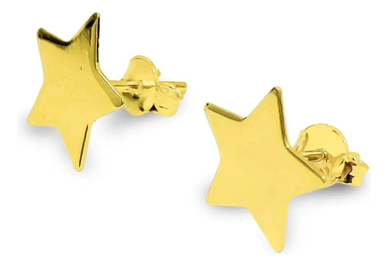AROS ESTRELLA 12MM ENCHAPADOS EN ORO 18K PARA USO DIARIO - 1