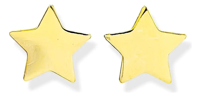 AROS ESTRELLA 12MM ENCHAPADOS EN ORO 18K PARA USO DIARIO - 2