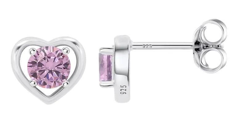 AROS DE PLATA 925 ROSA ELEGANTES PARA MUJER - 1