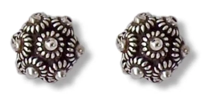 AROS DE PLATA FINA 925 CON DISEÑO DE PUNTITOS - 1