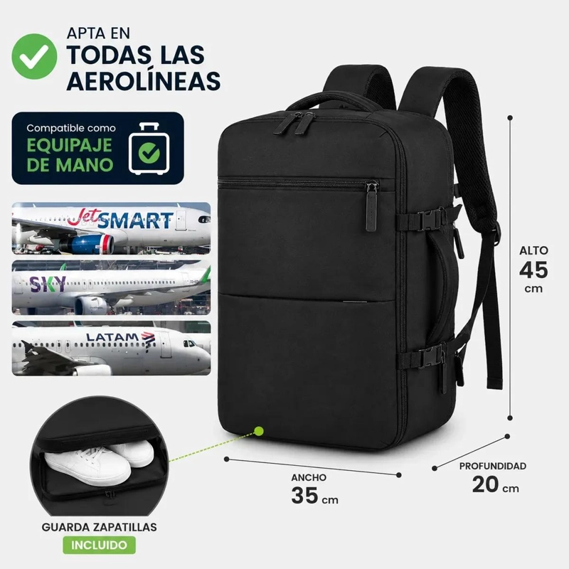 MOCHILA DE VIAJE IMPERMEABLE 40L PARA CABINA DE AVION - 2