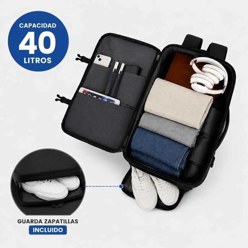 MOCHILA DE VIAJE IMPERMEABLE 40L PARA CABINA DE AVION - 4