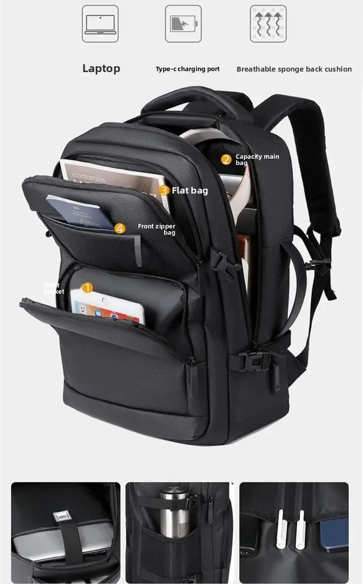 MOCHILA MULTIFUNCIONAL IMPERMEABLE PARA LAPTOP DE 15.6 PULGADAS - 4