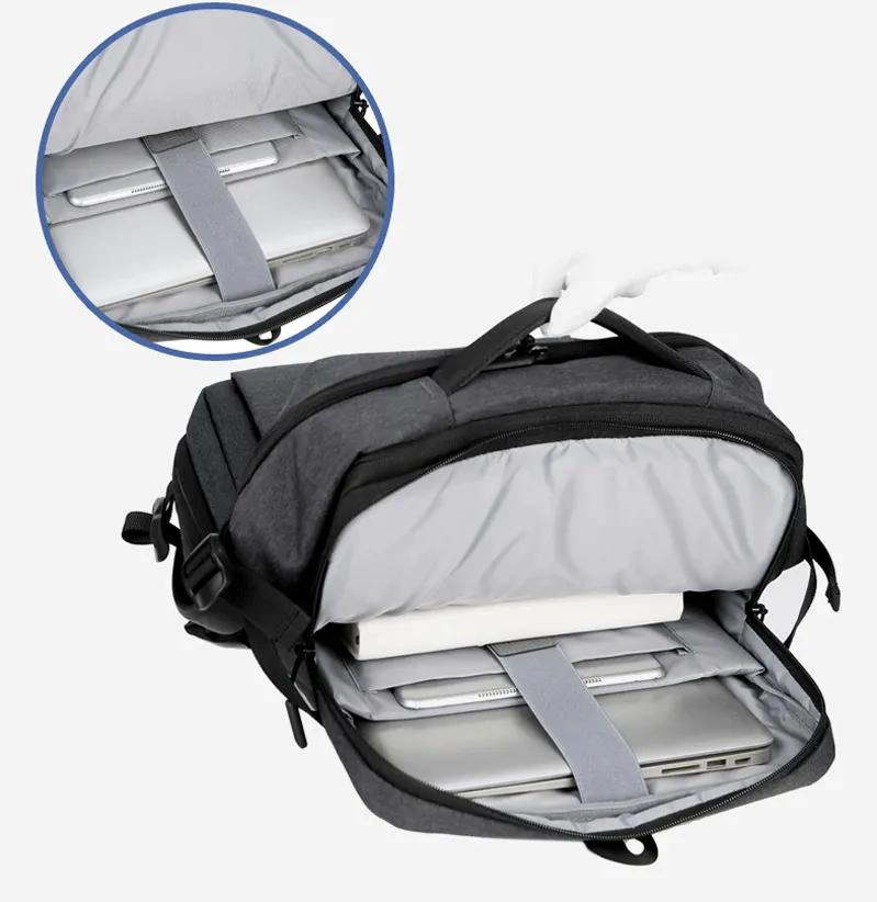 MOCHILA EXPANDIBLE USB IMPERMEABLE PARA VIAJES Y NOTEBOOK - 3