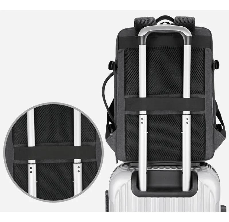 MOCHILA EXPANDIBLE USB IMPERMEABLE PARA VIAJES Y NOTEBOOK - 6