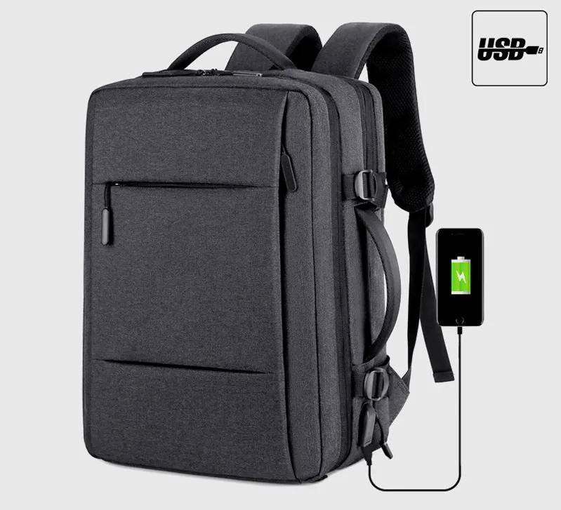 MOCHILA EXPANDIBLE USB IMPERMEABLE PARA VIAJES Y NOTEBOOK - 7