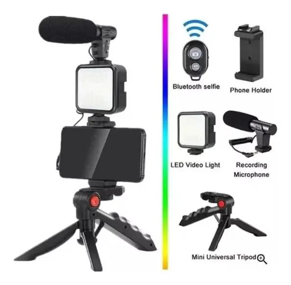 KIT DE GRABACION CON MICROFONO Y LUZ LED PARA VIDEOS - 6