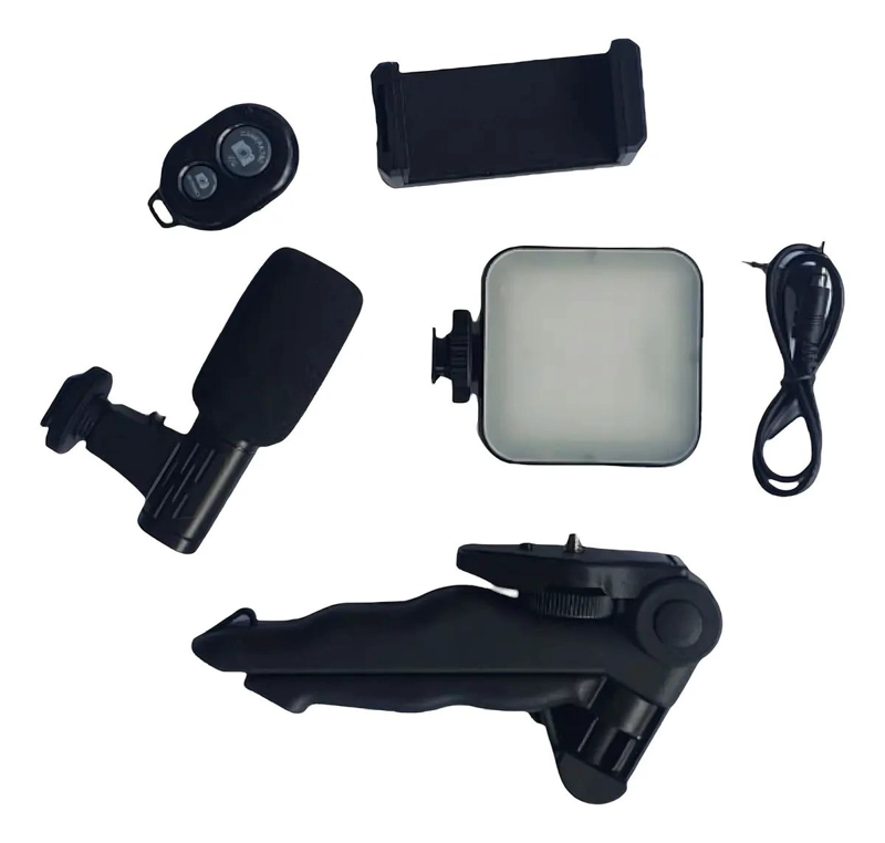 KIT DE GRABACION CON MICROFONO Y LUZ LED PARA VIDEOS - 7