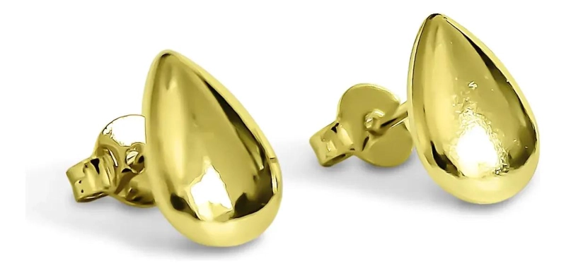 AROS DE GOTA ENCHAPADOS EN ORO 18K ELEGANTES Y SOFISTICADOS - 2