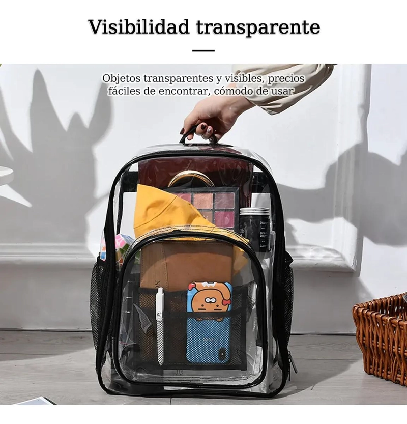 MOCHILA TRANSPARENTE IMPERMEABLE GRAN CAPACIDAD PARA VIAJES - 5