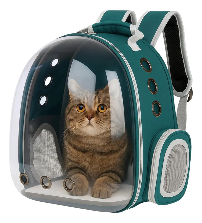 MOCHILA TRANSPORTADORA TRANSPARENTE PARA MASCOTAS DE TELA IMPERMEABLE - 5