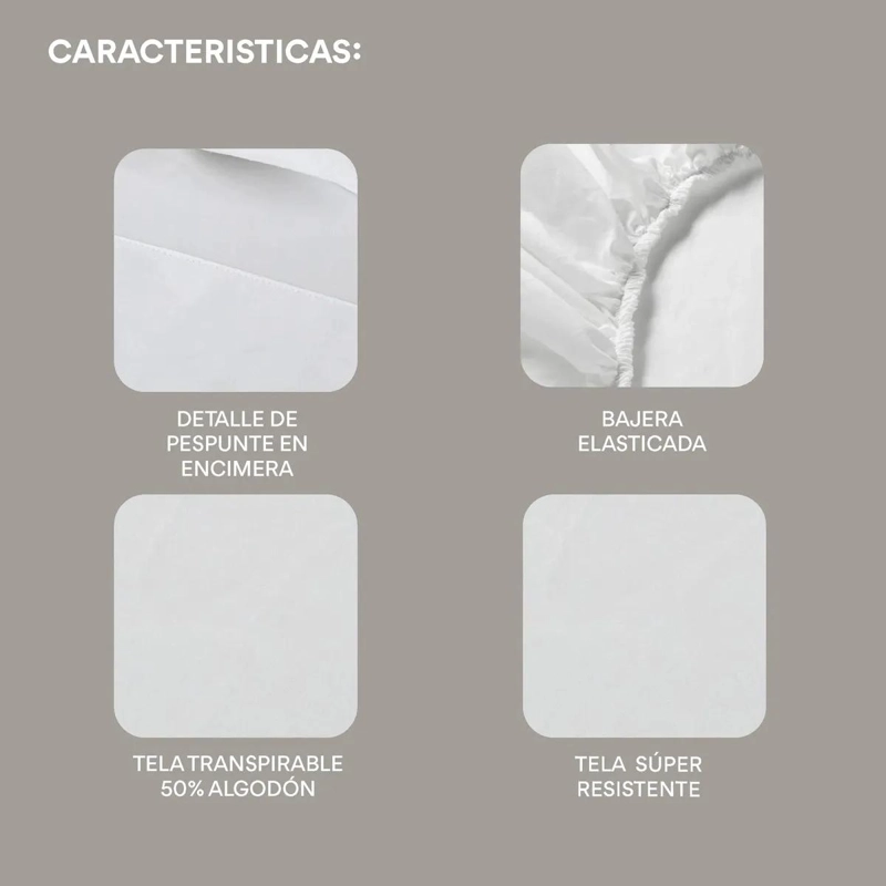 JUEGO DE SABANAS DE 1.5 PLAZAS EN ALGODON SUAVE COLOR GRIS CLARO - 6