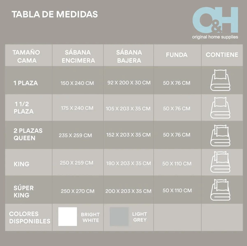 JUEGO DE SABANAS DE 1.5 PLAZAS EN ALGODON SUAVE COLOR GRIS CLARO - 7