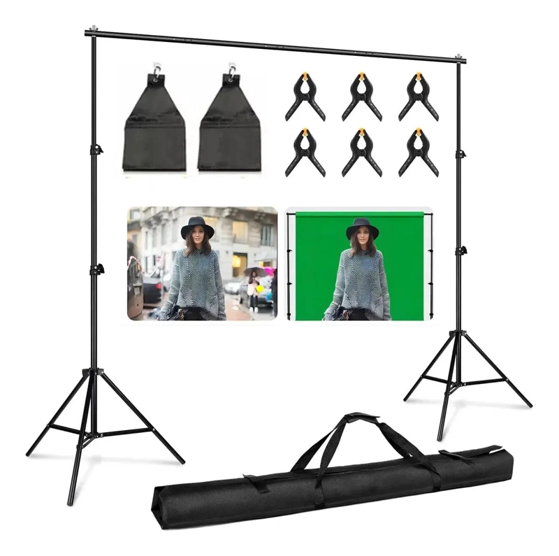 SOPORTE AJUSTABLE PARA TELON DE FONDO FOTOGRAFICO 2X3 METROS - 1