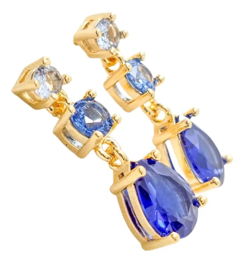 ARETES GOTA PENDULAR EN ORO LAMINADO DE 18K ELEGANTES - 1
