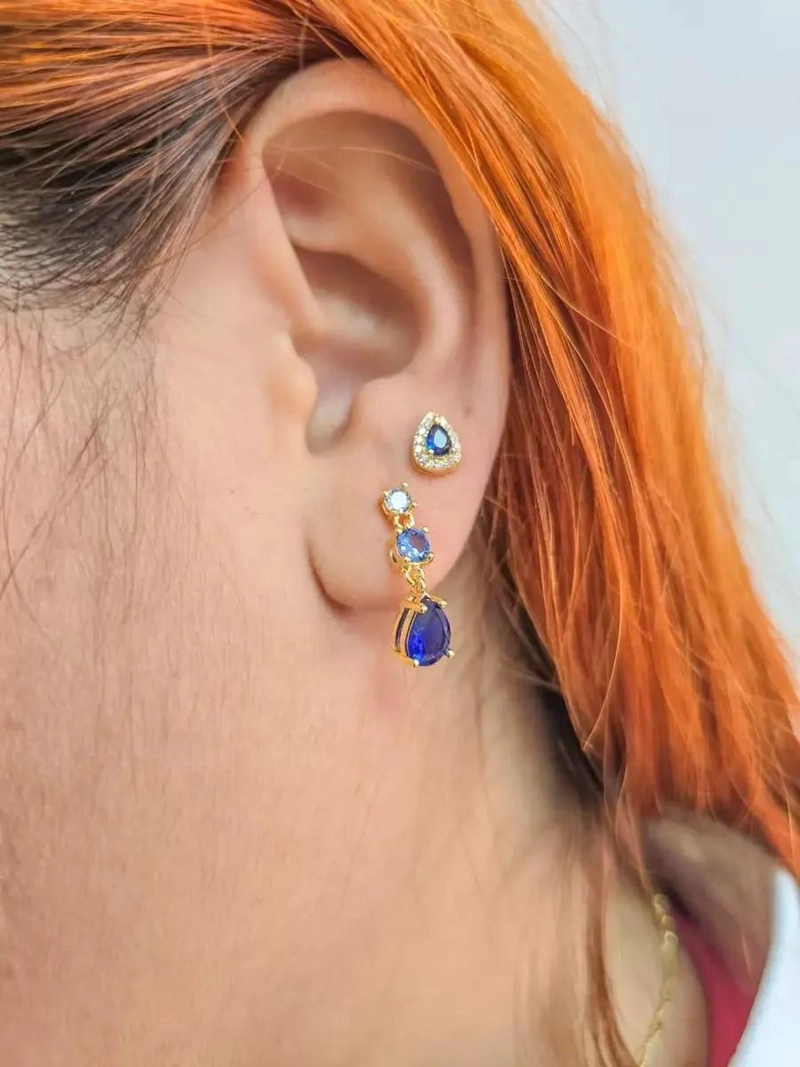 ARETES GOTA PENDULAR EN ORO LAMINADO DE 18K ELEGANTES - 2
