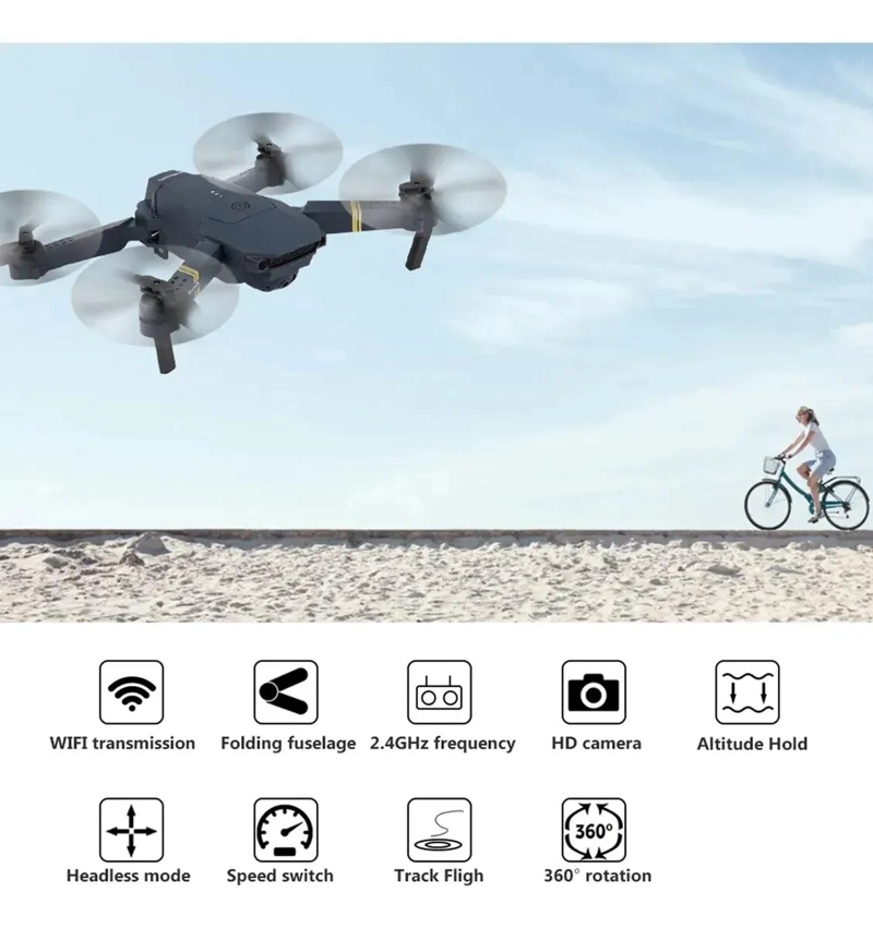 DRONE PLEGABLE MINI CON CAMARA 4K Y CONTROL REMOTO - 4