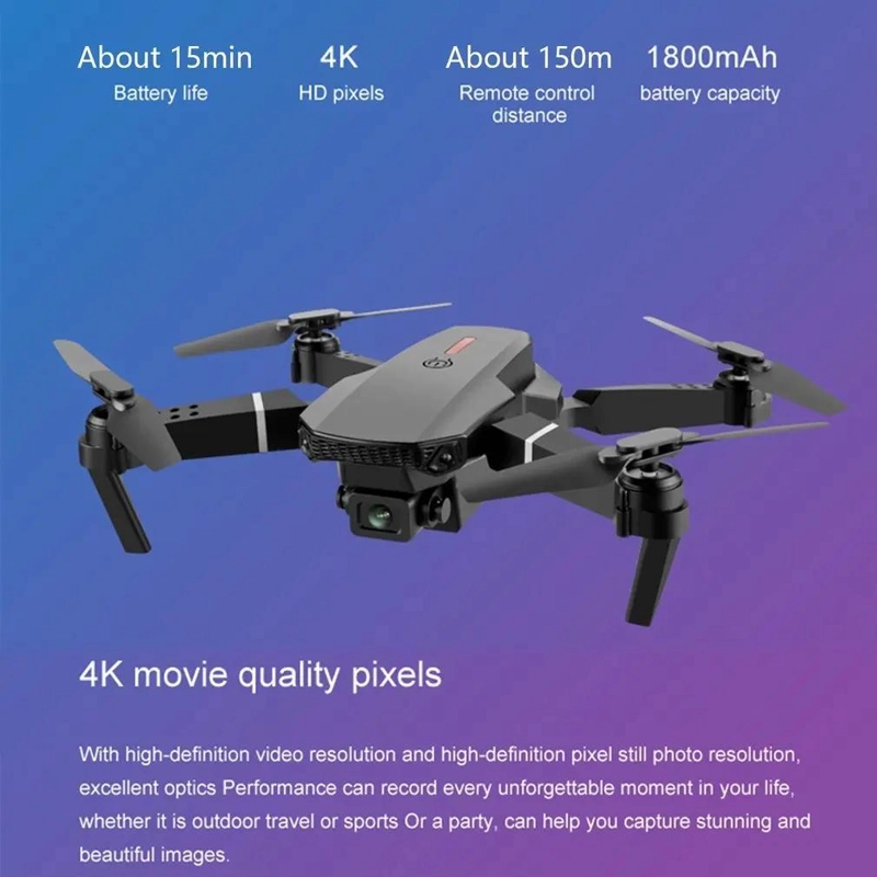 DRONE CUADCOPTER CON CAMARA DUAL 4K HD Y CONTROL REMOTO - 3