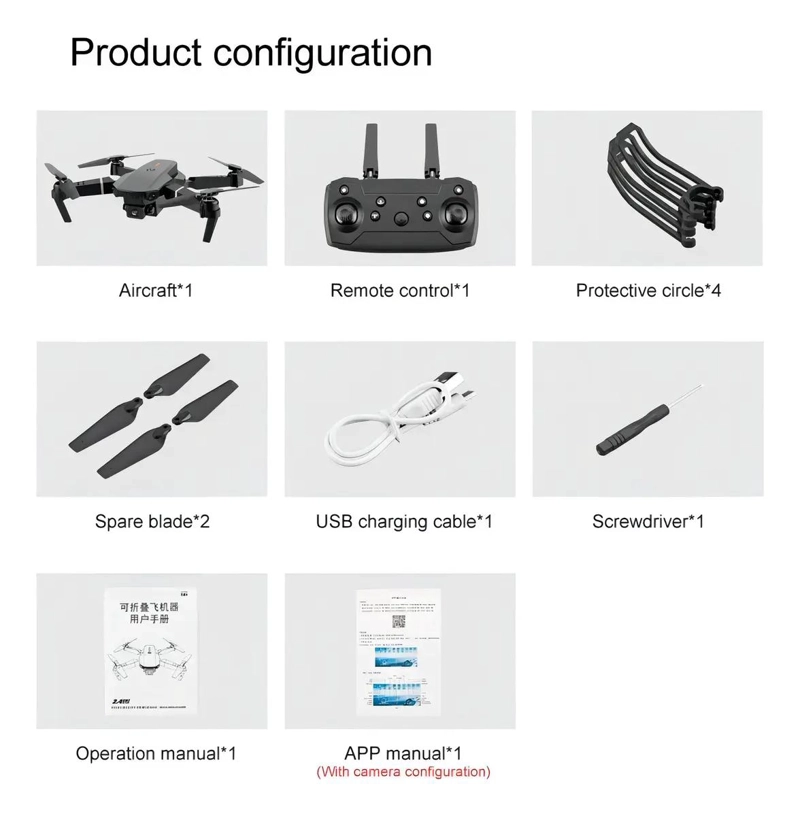 DRON E88 CON CAMARA HD 1080MP Y CONTROL REMOTO - 2