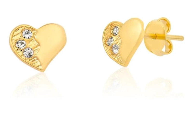 AROS DE MUJER BAÑADOS EN ORO CON CIRCONES DE ALTA CALIDAD - 1