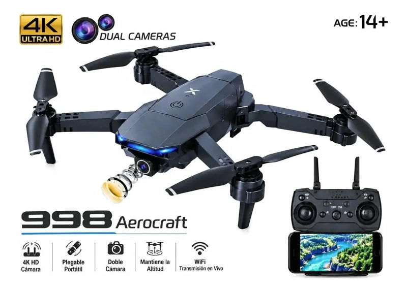 DRONE PLEGABLE DOBLE CAMARA 4K ULTRA HD PARA CAPTURA AE REA - 1