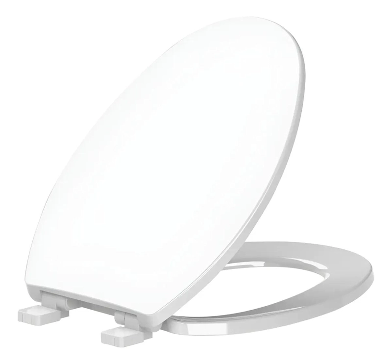 ASIENTO DE BAÑO ELONGADO EN COLOR BLANCO CON BISAGRAS AJUSTABLES - 1