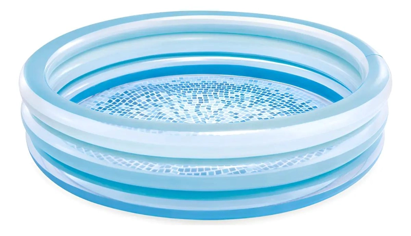 PISCINA INFLABLE INFANTIL AZUL CON DISEÑO DE MOSAICO - 1