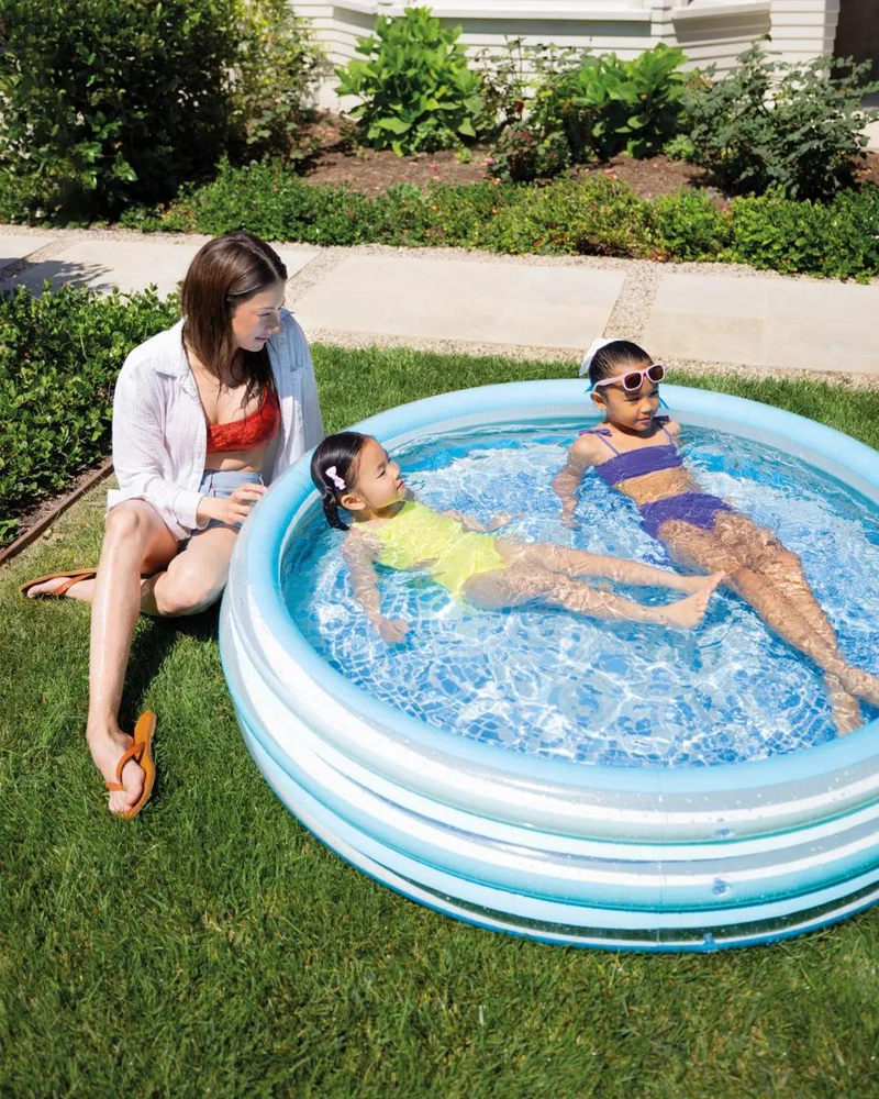 PISCINA INFLABLE INFANTIL AZUL CON DISEÑO DE MOSAICO - 3
