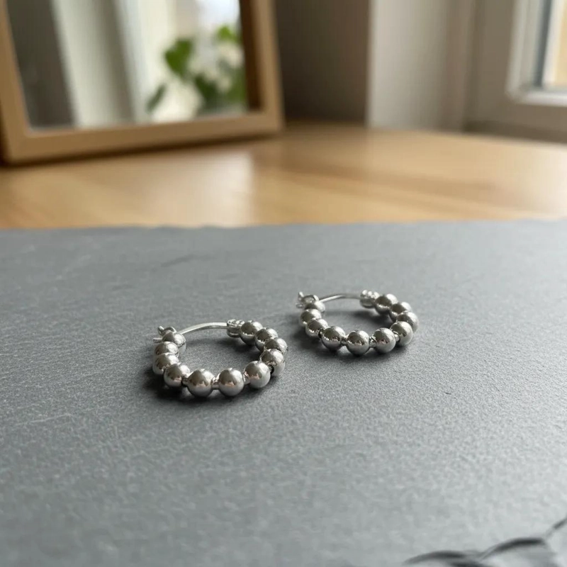 AROS DE PLATA 925 CON ESFERAS PARA HOMBRE Y MUJER - 1